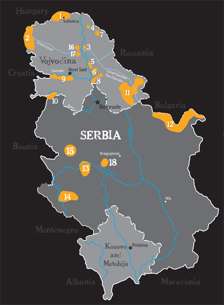 Birdwatching sites in Serbia